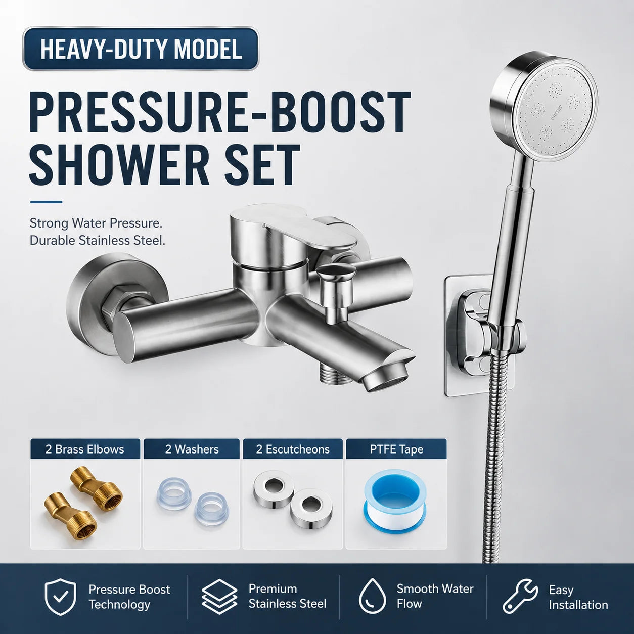 Stainless Steel Concealed Shower Mixer Valve Wall Mount Hot Cold Water Mixing Tap for Bathroom