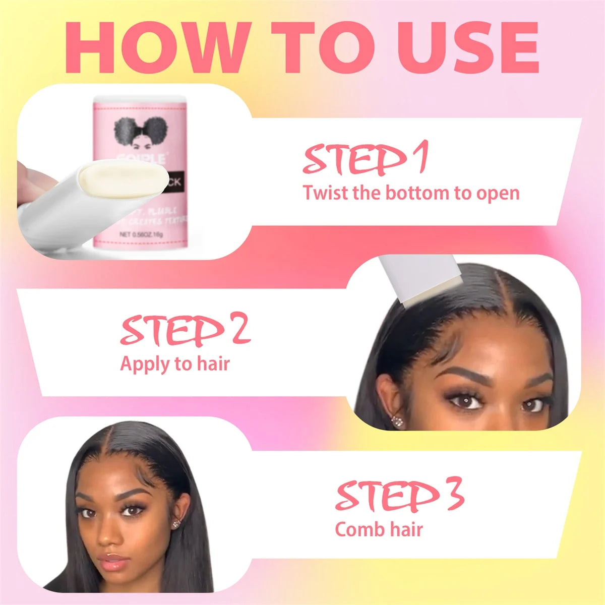 Goiple Edge Control Wax 1.05oz and Hair Wax Stick 0.56oz for Women Strong Hold Non-greasy Bundle with 3comb Adjustable Headband