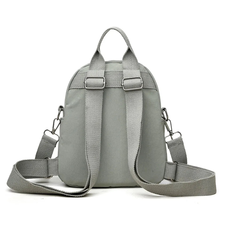 Solid Color Nylon Backpack Lightweight Travel School Bag Fashion Daypack for Work Small Travel Bag Multi-functional Shoulder Sac