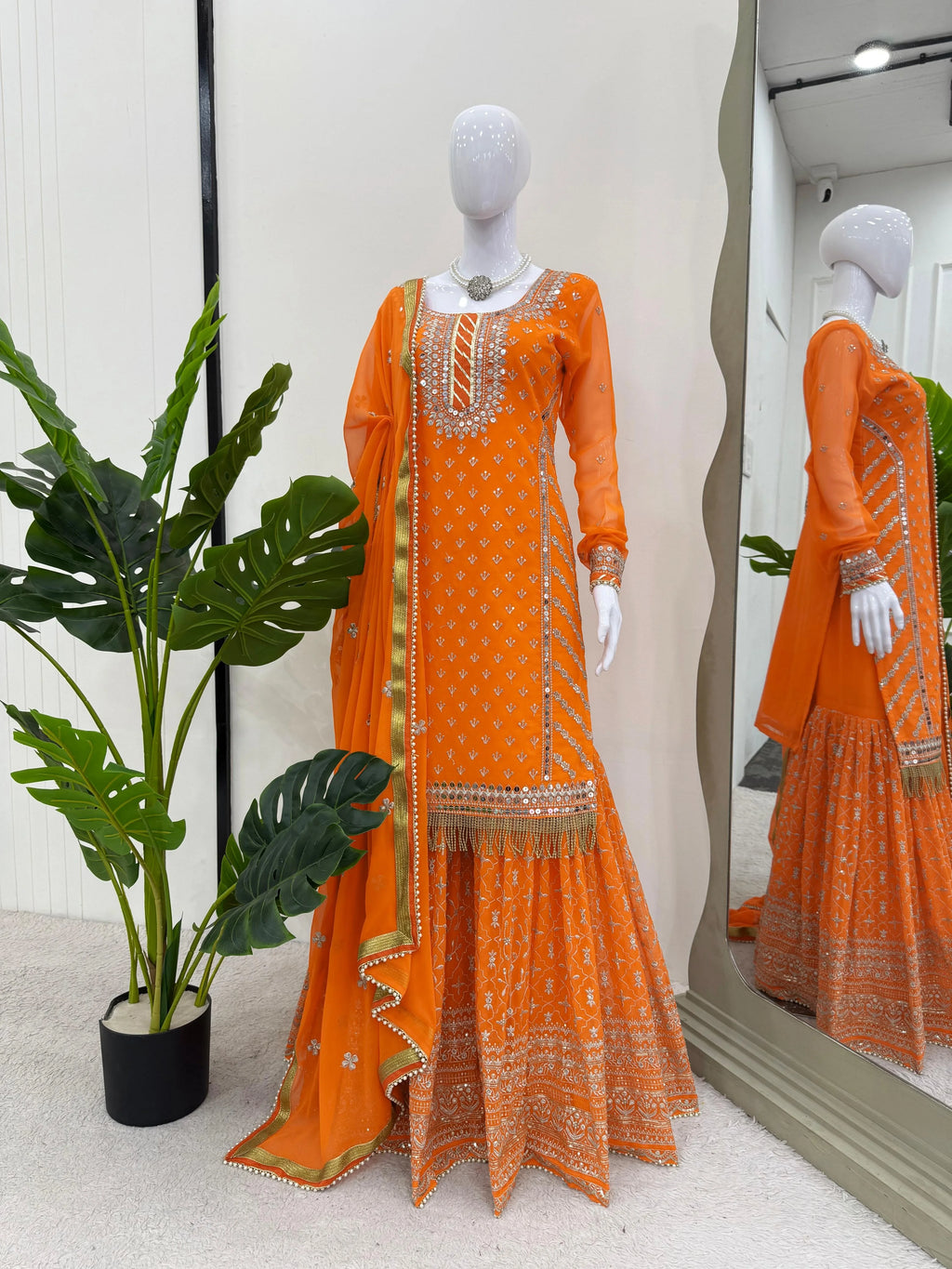 Indian Modern Style Women Fancy Suit Long Anarkali Embroidered Material Gown with Salwar Kameez Worked Dupatta Wedding Quick Dry
