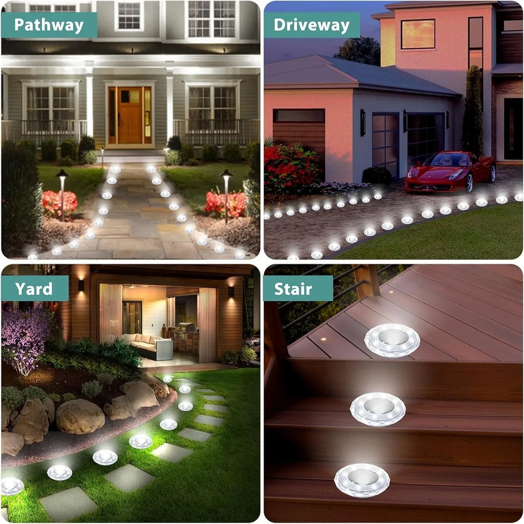 2/4pcs Solar Ground Lights 8LEDs Solar Lights Outdoor Bright LED Solar Disk Lights Outdoor Garden Pathway Driveway Lawn Lights