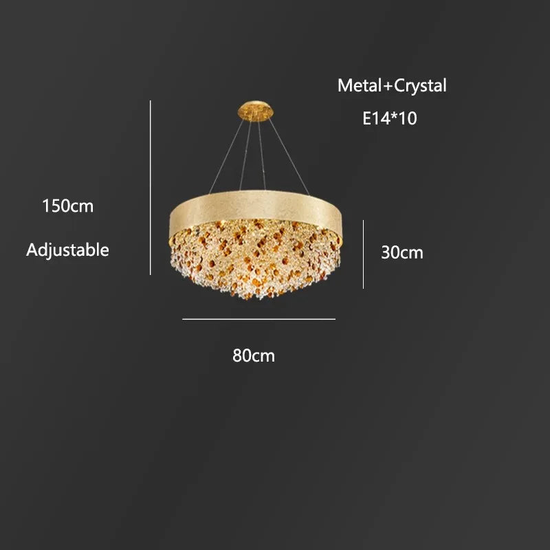 Modern Light Luxury Crystal Living Room Chandeliers for Restaurant Luxury Creative Circular Designer Home Decor Lustre Fixtures