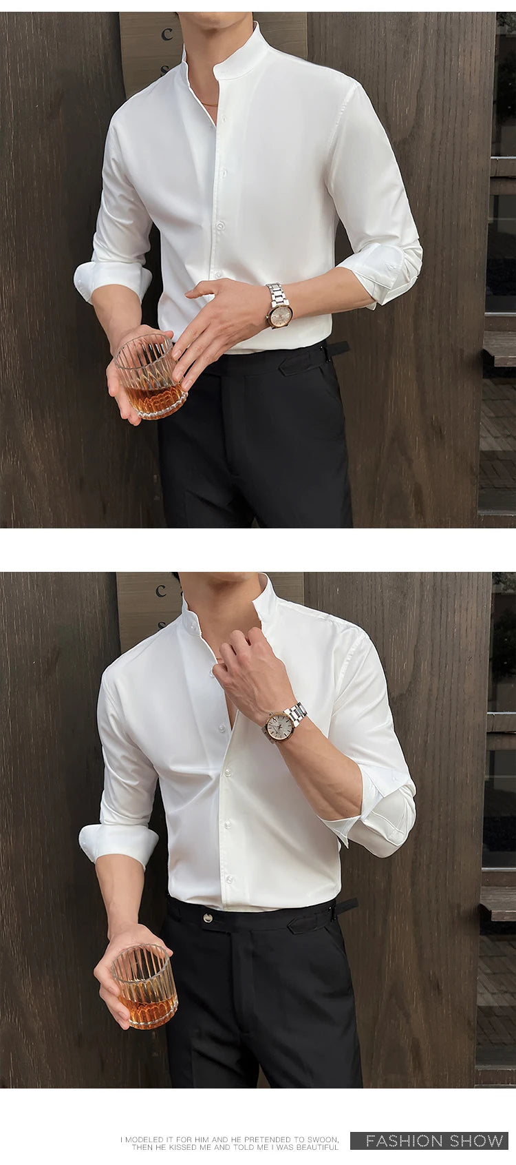Business Dress white Shirt for Men 2026 British style Long Sleeved Solid Color Casual Elastic Slim Fit Shirt for Men's Clothing