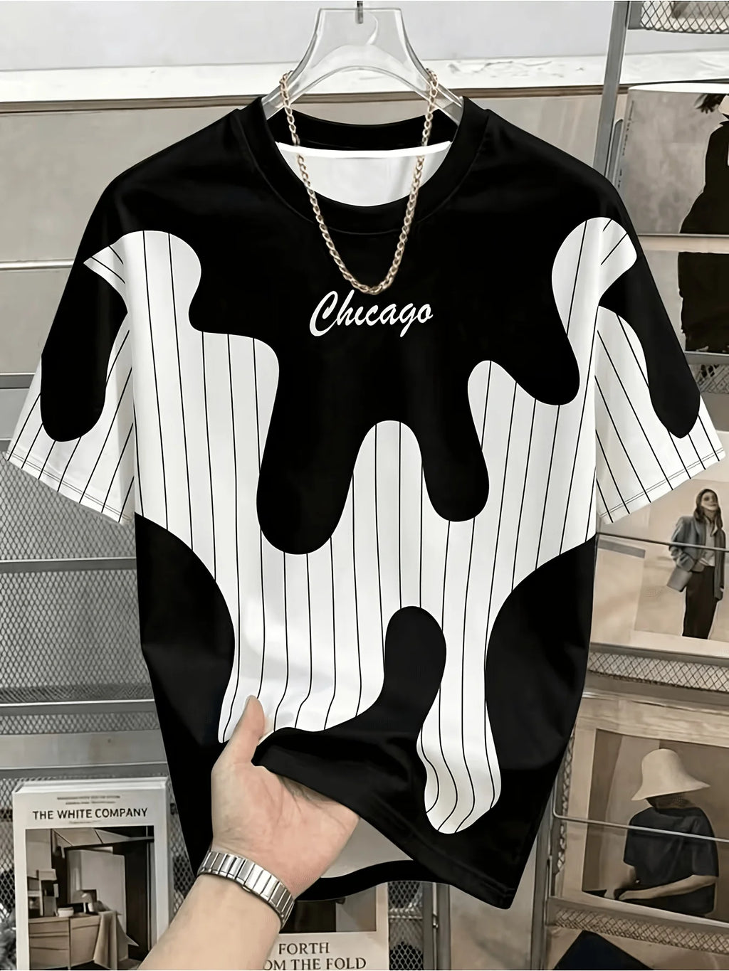 Men Mesh Sports T‑Shirt Abstract Patchwork Print O‑Neck Short Sleeve Loose Breathable Summer Casual Top