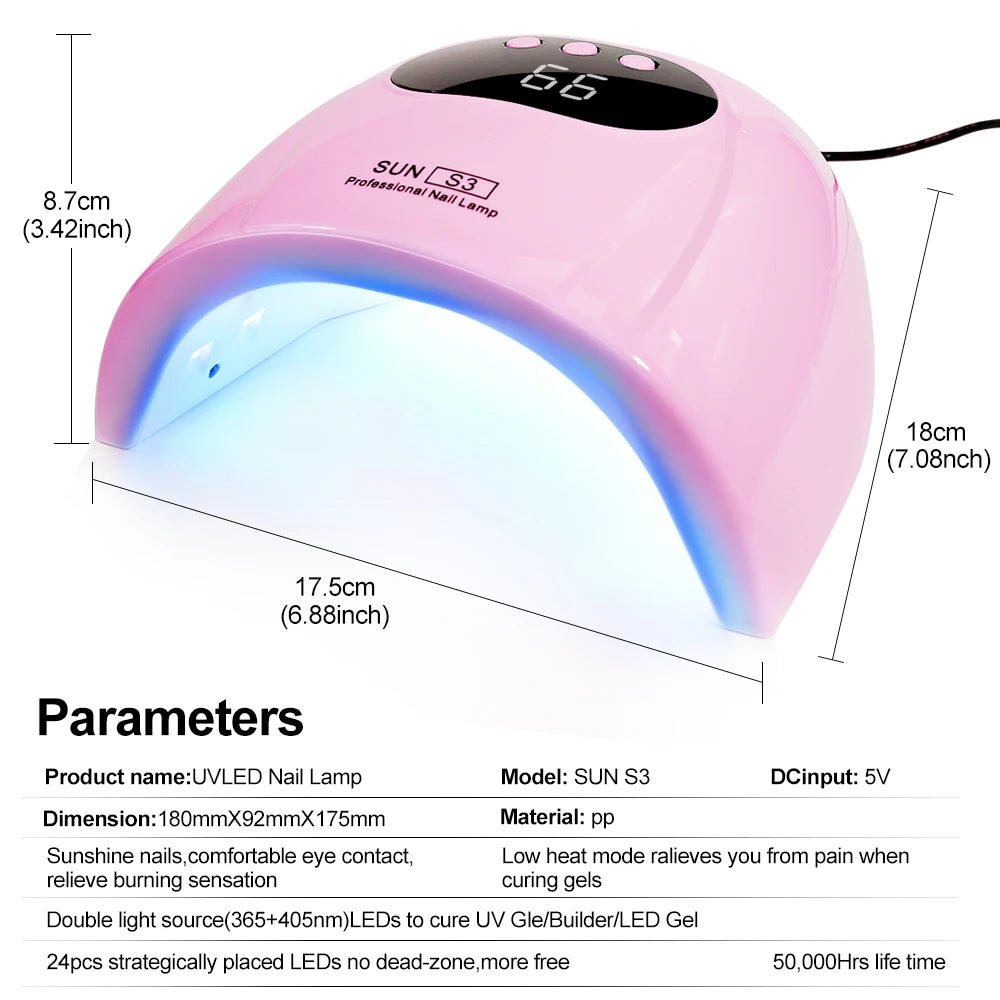24/6 LED UV Lamp for Nails Gel Polish Drying With LED Display And Motion Sensing Professional Manicure Lamp Dryer Home Use Tool