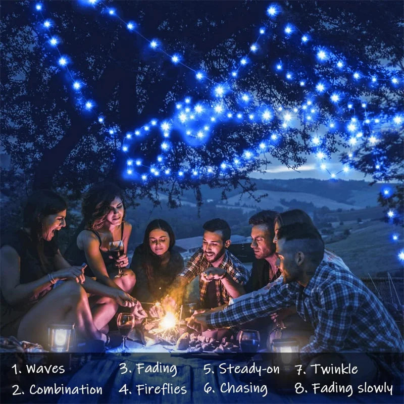 2~30M Ultra Long Solar String Fairy LED Light Outdoor Copper Waterproof Wedding Garland Decoration Garden Lights Party 8 Modes