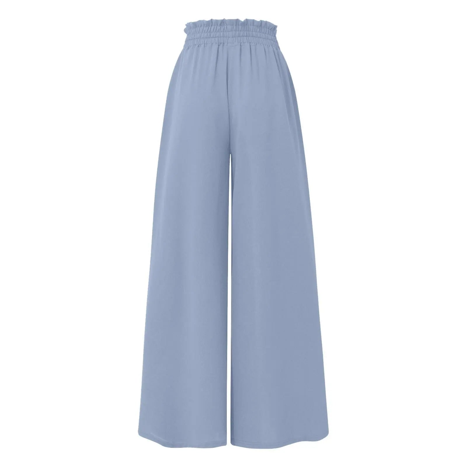 Women Casual Elastic Waist Wide Leg Pants Summer Elegant Drawstring Loose Straight Trouser Elegant Solid Pants Vacation Beach