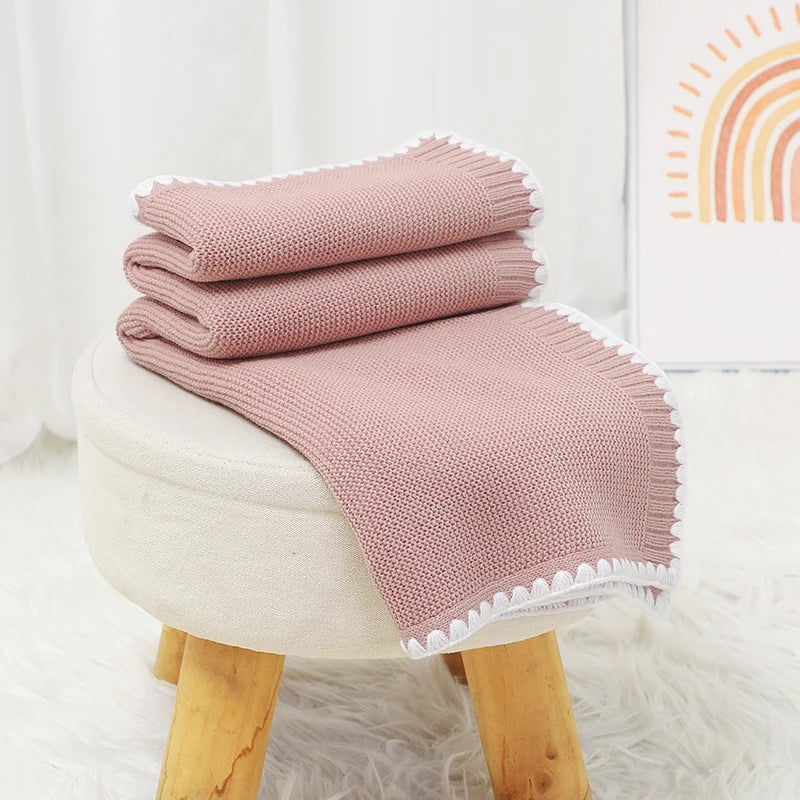 Baby Blankets Knitted Newborn Boy Girl Bedding Quilt 90*70CM Plaid Infant Stroller Swaddle Envelop Wrap Fashion Solid Super Soft