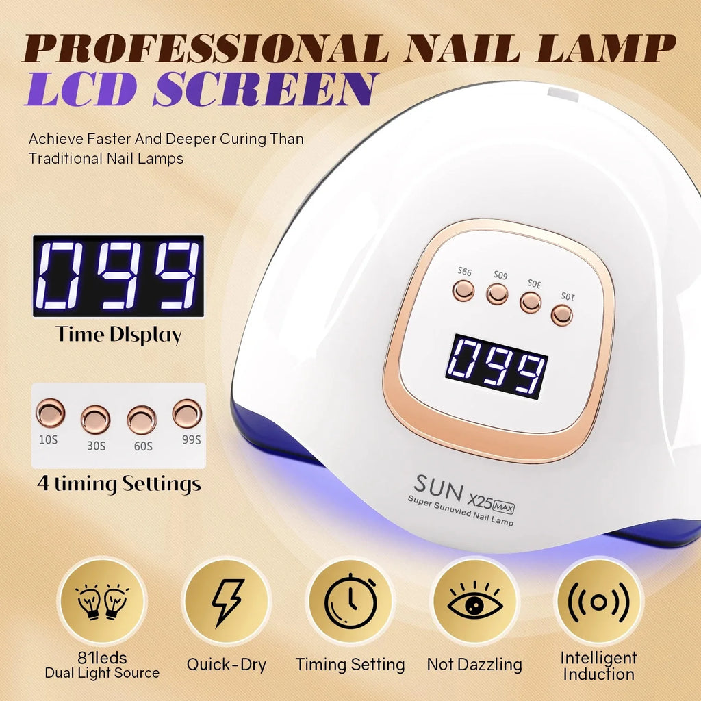 X25MAX 81LED UV Lamp for Nails Drying Quick Curing All Gel Nail Polish Professional Powerful UV Light Dryer Manicure Salon