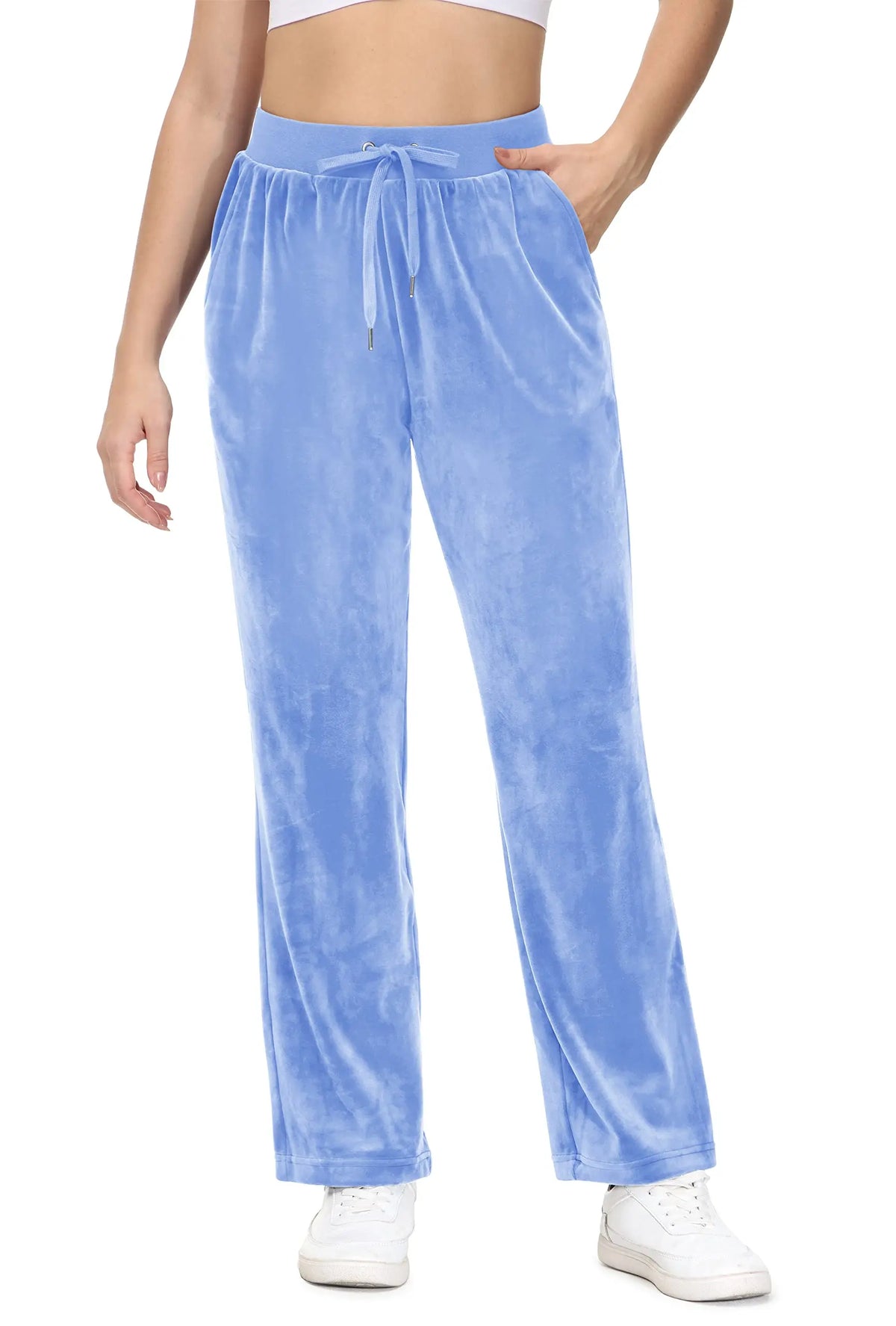 TACVASEN Winter Velvet Pants Womens Drawstring Elastic Waist Fleece Pants Workout Lounge Yoga Velour Pants Sweatpants Jogger