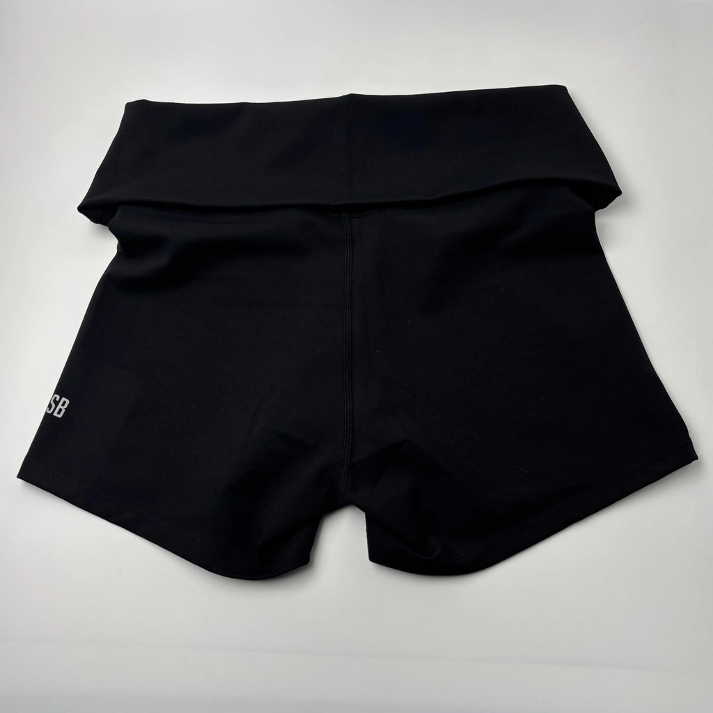 C-B Women Stretch Yoga Outfit Halter Crop Top Fold Over Waist Biker Shorts Gym Workout Running Fitness Active Sportswear