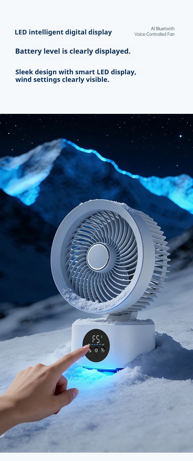 HOMEFISH USB Rechargeable Wall‑mounted Fan Foldable Swivel Portable Fan Built‑in Night Light Household Air Cooling Fan