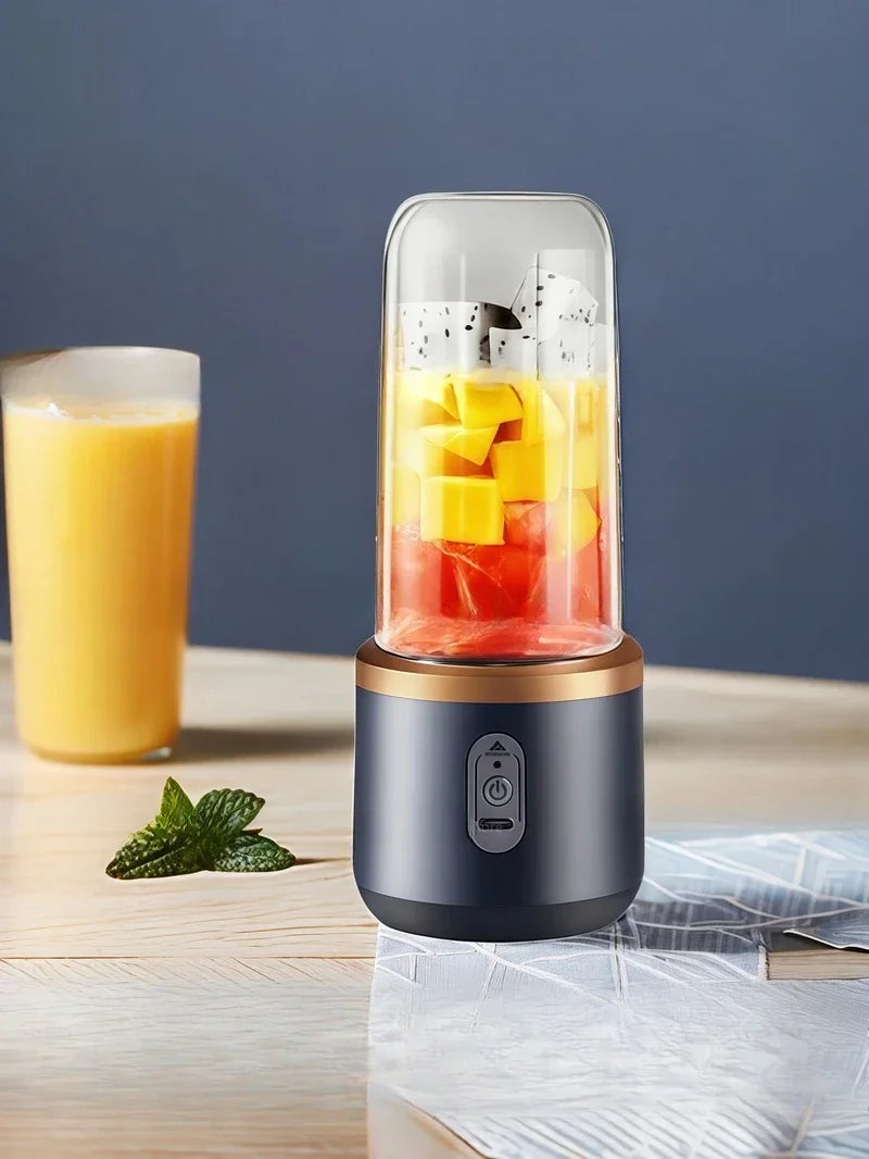 Multifunction Double Cup Juicer 400ml USB Rechargeable Portable Electric Juicer 6 Blade Fruit Blender for  Home Kitchen Tool