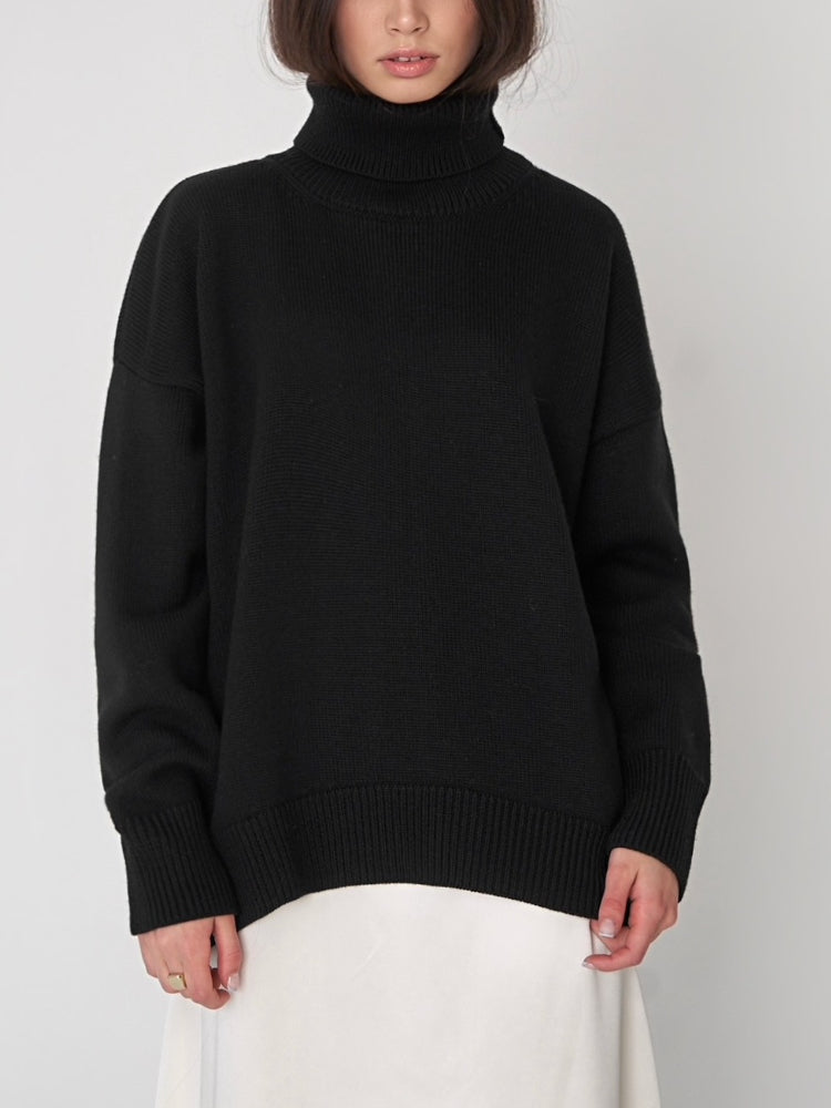 Bornladies Women Turtleneck Sweater CHIC Autumn Winter Thick Warm Pullover Top Oversized Casual Loose Knitted Jumper Female Pull