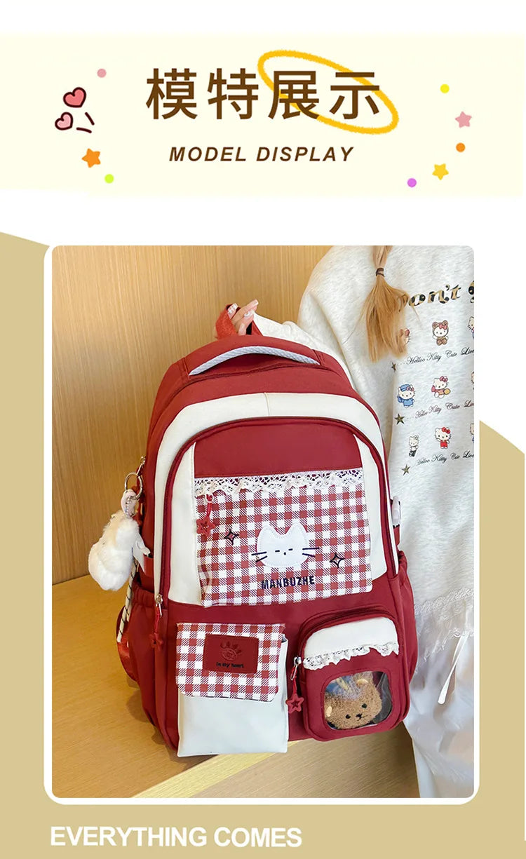 Girl School Bag Backpack Back Pack For Teenager Women Children Female Pink Schoolbag Primary High Bagpack Class Teens Child Kids