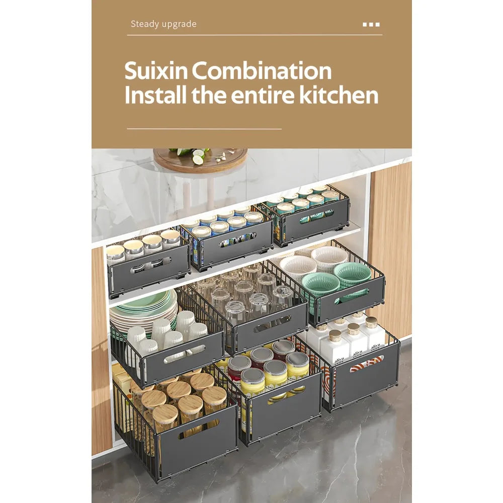 Kitchen Storage Rack Pull Out Cabinet Organizer Slide Drawer Storage Tray Seasoning Bottle Spice Storage Rack Kitchen Organizer