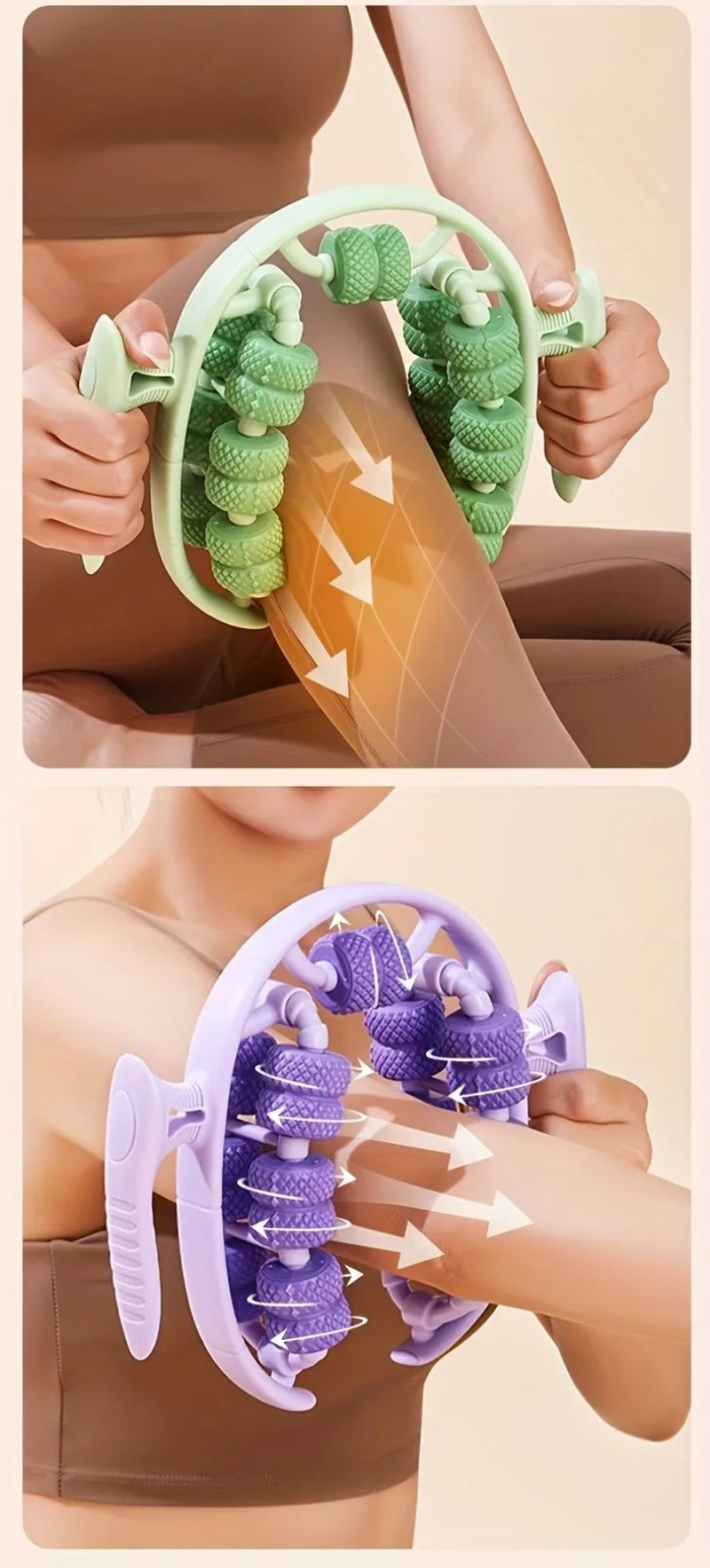 360° Massage Roller Dual Row Leg Slimming Clamp Hand Massager Simulator for Waist Leg Arm Buttocks Muscle Relaxation Health Care