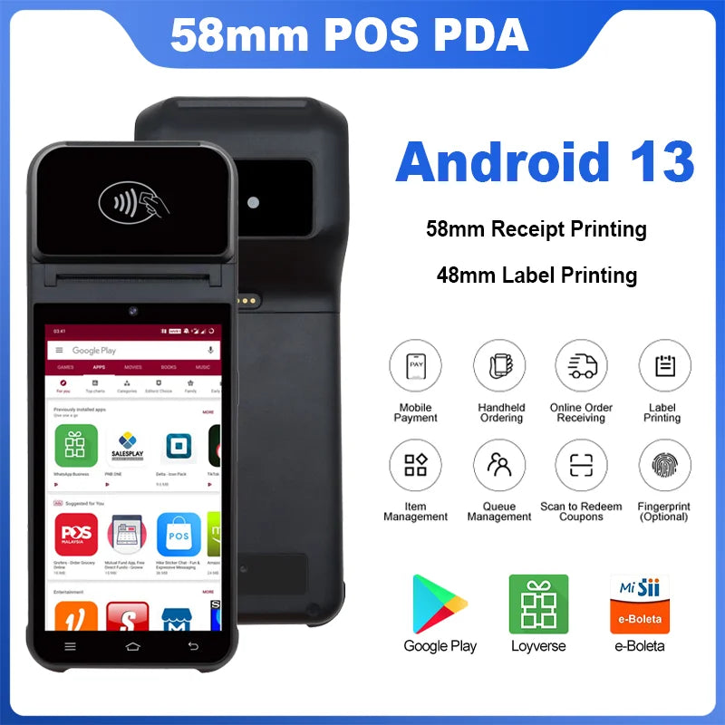 Android 14/13/11 Handheld Terminal POS Printer Portable 58mm Thermal Receipt Printer 4G NFC Ticket Bill POS PDA Impressora