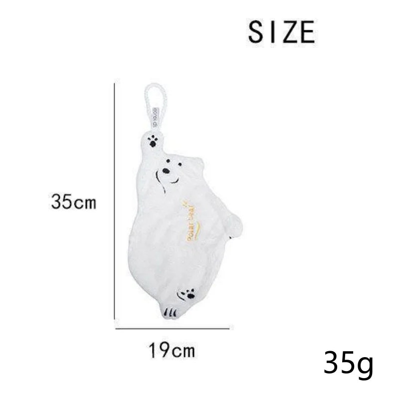 Polar Bear Hand Wiping Towel Super Absorbent Hanging Kitchen Towel Coral Design Thick Cartoon Hand Towel