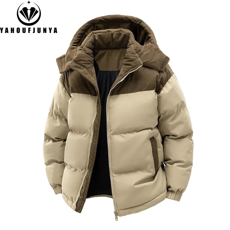 Autumn Winter Men Outdoor Removable Hooded Windbreak Jacket Coats Men Warm Outwear Casual Fashion Solid Parkas Jacket Male Tops