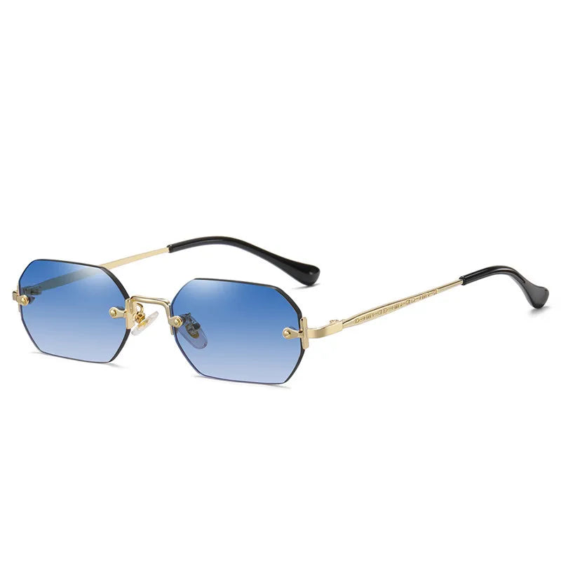 Vintage Rimless Polygon Sunglasses Women Men Luxury Brand Designer Popular Travel Small Frame Sun Glasses Ladies