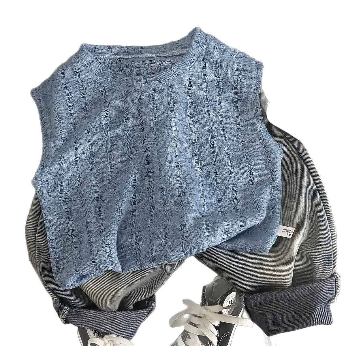 Summer Boys T-shirts Tops For Kids Baby Sleeveless Vest Tees Children's Clothing Casual Solid Color Breathable Tops