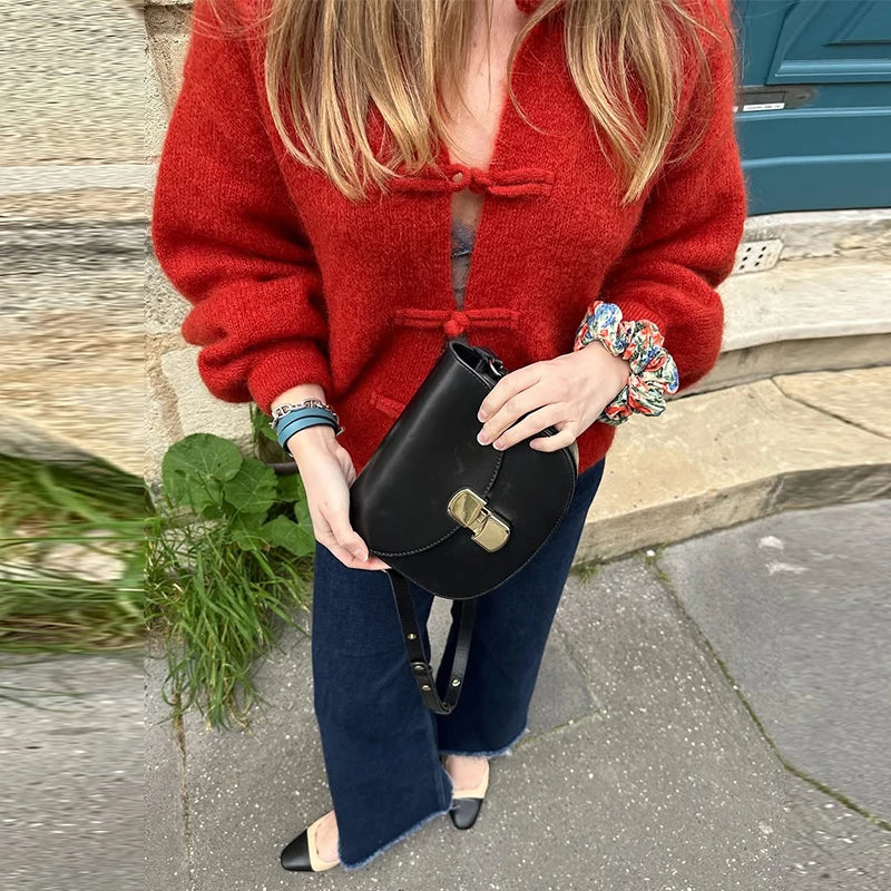 Elegant Knitted Print Women's Cardigan Loose Full Sleeve Stand Collar Zipper Sweaters Female 2026 Autumn Outwear Pockets Lady