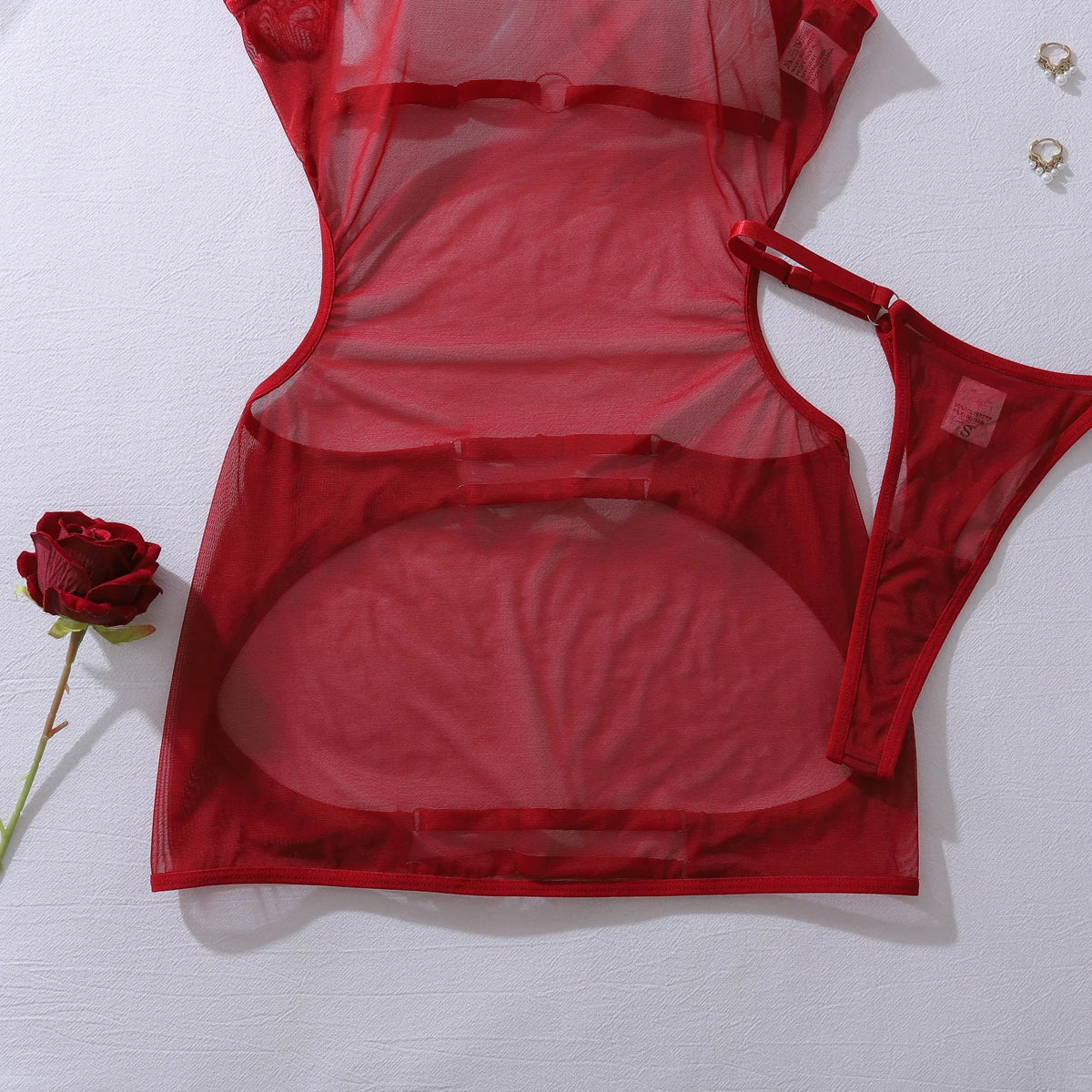 Ellolace Sexy Women's Dress Seductive Sheer Hilitos Club Party Set Ultra Hot Summer Backless Tank Underwear Kit