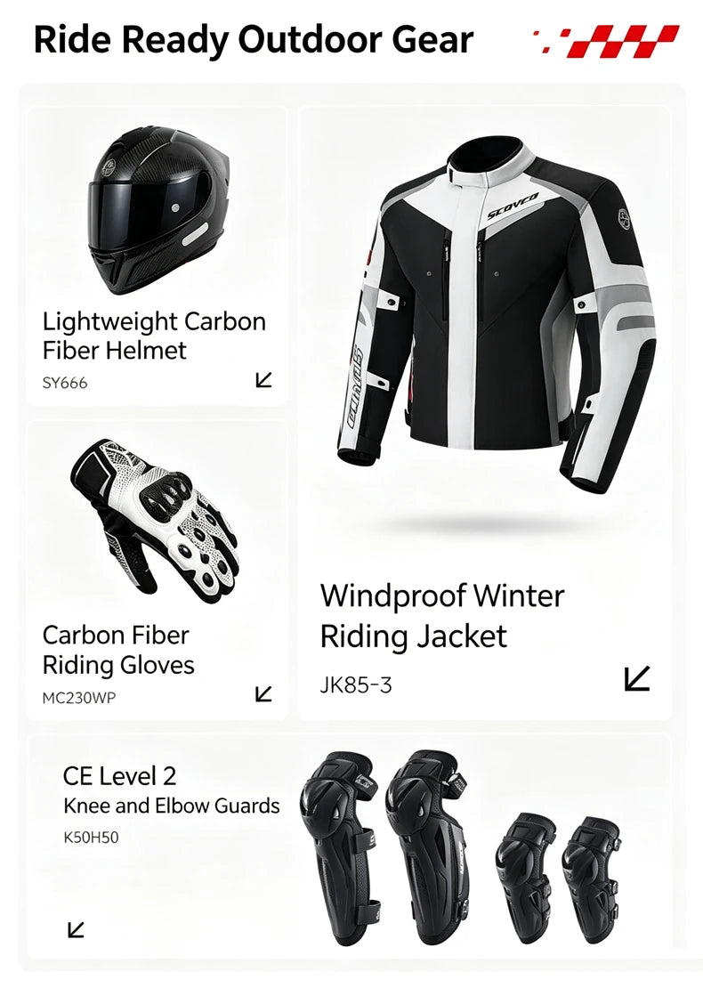 Scoyco Motorcycle Jacket Winter Waterproof Windproof CE1 Anti Fall Detachable Thermal Liner Reflective Motorbike Riding Jacket