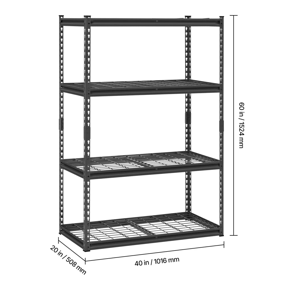 Heavy Duty Adjustable 4 Tier Storage Shelves 2400 lbs Load Capacity Storage Rack Living Room Display Shelf Multipurpose Display Rack for Garage Warehouse Basement Home