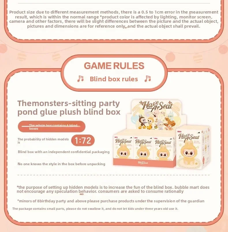 POP MART Labubu Blind Box The Monsters Have A Seat Vinyl Plush Pendant Keychain Bag Charm Cute Doll Mystery Box Kawaii Gift
