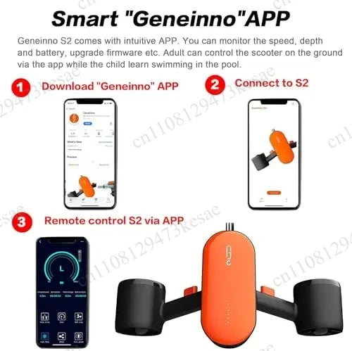 GENEINNO S2 Dual Motor Underwater Scooter | Smart APP Supported Sea Scooter for Scuba, Free Diving, Snorkeling&Swimming for Kids