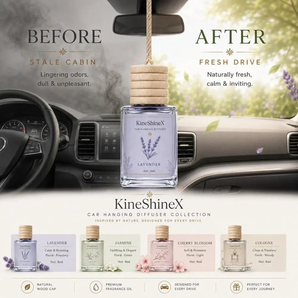 Car Air Freshener Long Lasting Hanging Perfume Bottle Wooden Cap Essential Oil Diffuser Safe Auto Rearview Mirror Pendant