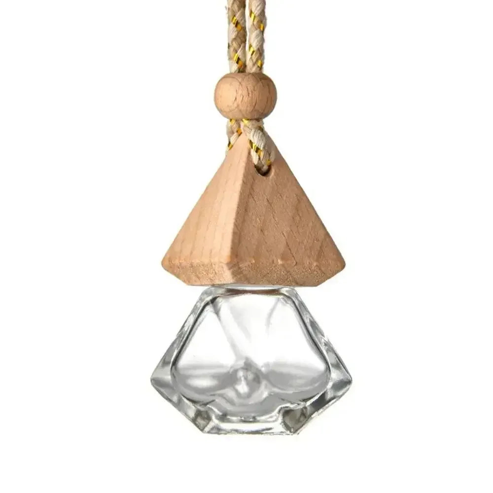 Car Air Freshener Pendant Perfume Glass Bottle With Wooden Caps Refillable Car Essential Oil Diffuser Bottle