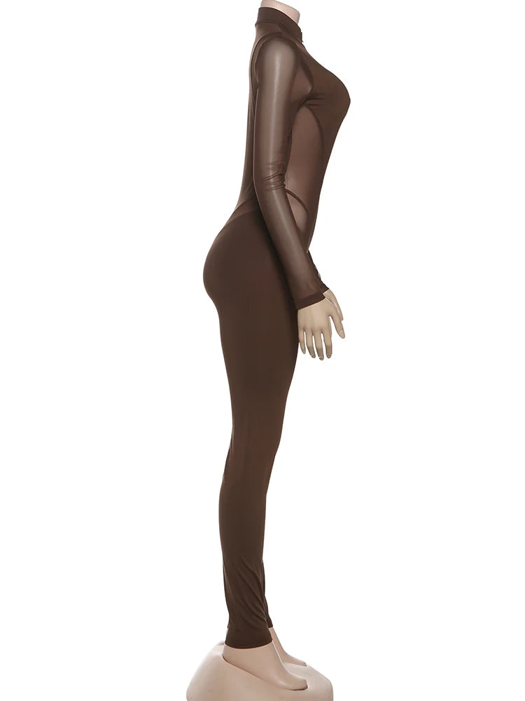 Weird Puss Sexy Patchwork Jumpsuit Women Fall Hipster Coquette Skinny Midnight Clubwear Stretch Workout Activity Slim Overalls