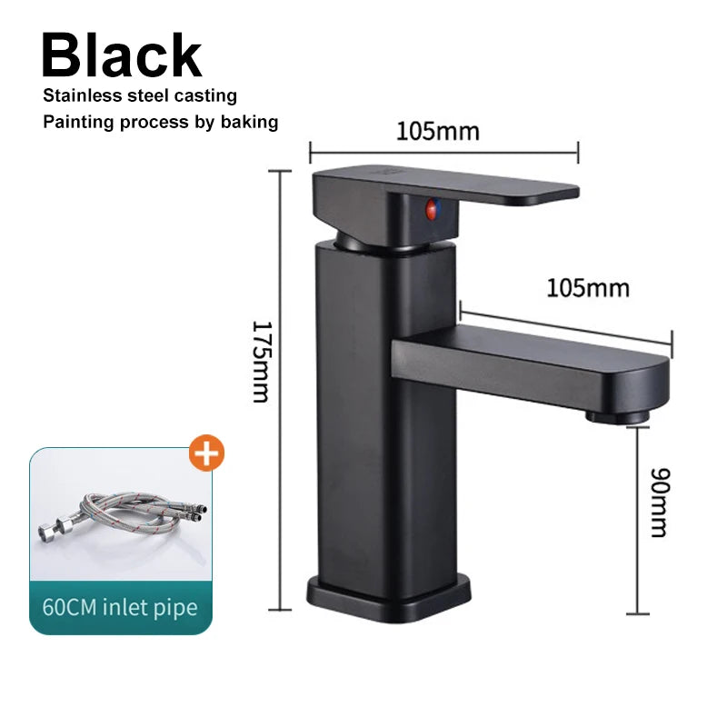 Stainless Steel Bathroom Faucet with Hot And Cold Water Outlet Valves Versatile Sink Faucet for Bathroom Cabinet And Basin