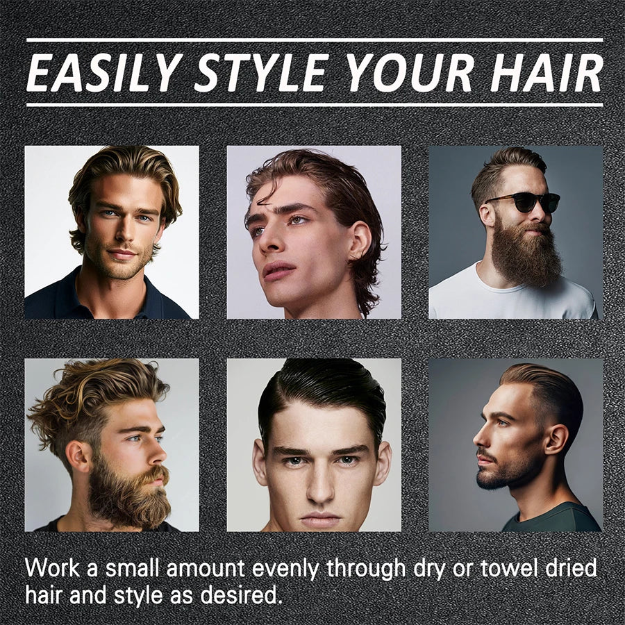 GOIPLE 180ml Wave Shampoo Deep Clean or 113g 360 Style High Shine Hair Pomade Strong Hold Layered Control Wavy Wax Cream for Men