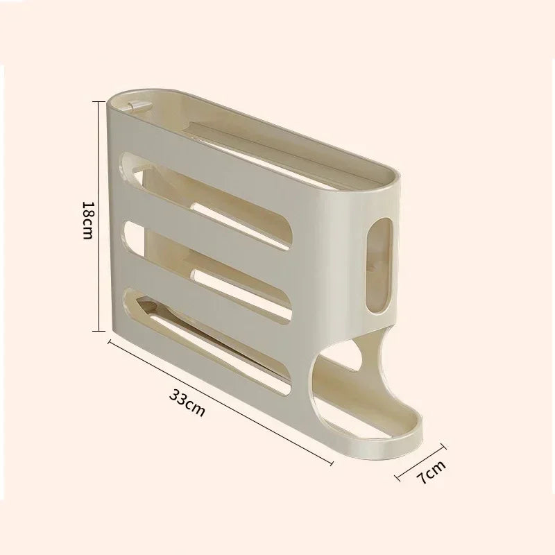 Double Layers Egg Storage Box Refrigerator Automatic Rolling Slide Egg Rack Refrigerator Side Door Freshness Box Kitchen Storage