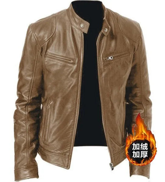 9XL Leather Men's Sports Leather Motorcycle Leather Jacket Stand Up Collar Fashionable Sports Plus Size Autumn Winter Windproof