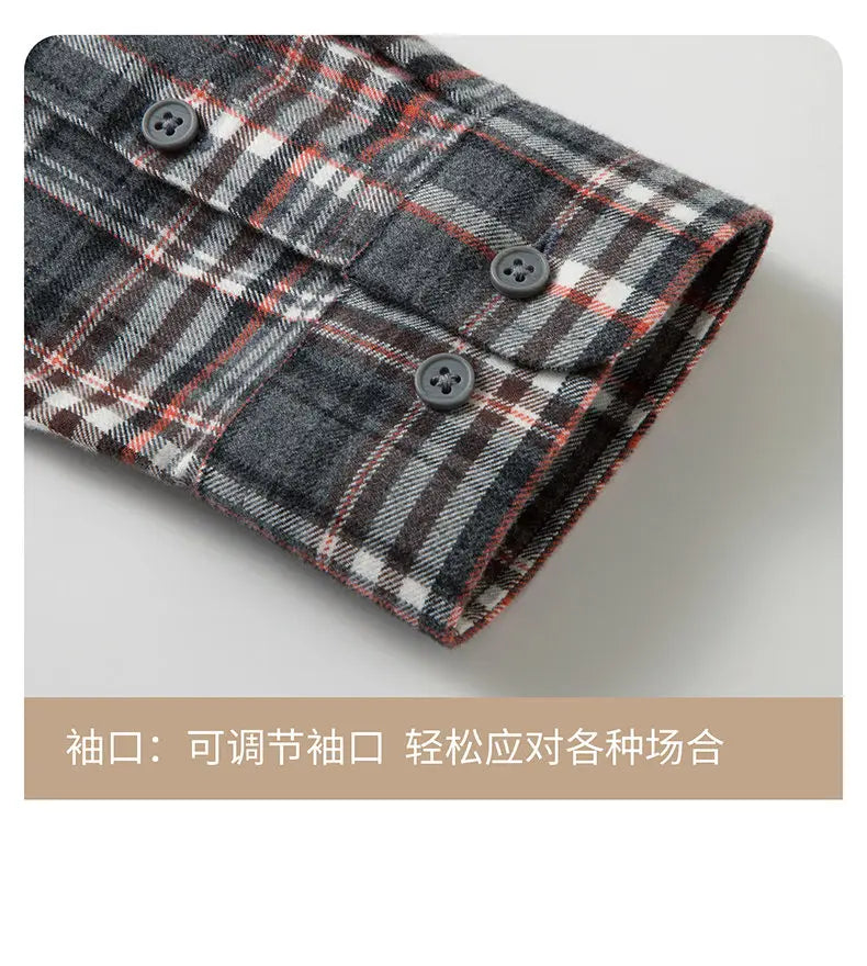 High-quality, fashionable, cool, casual and business-style pure cotton long-staple cotton men's check shirt with multi-color che