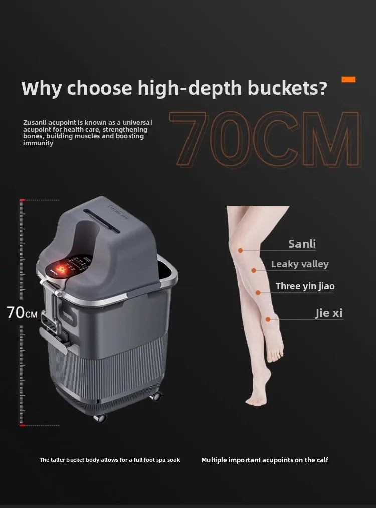 Heated constant temperature automatic foot bath household electric massage foot bath high and deep over the calf knee