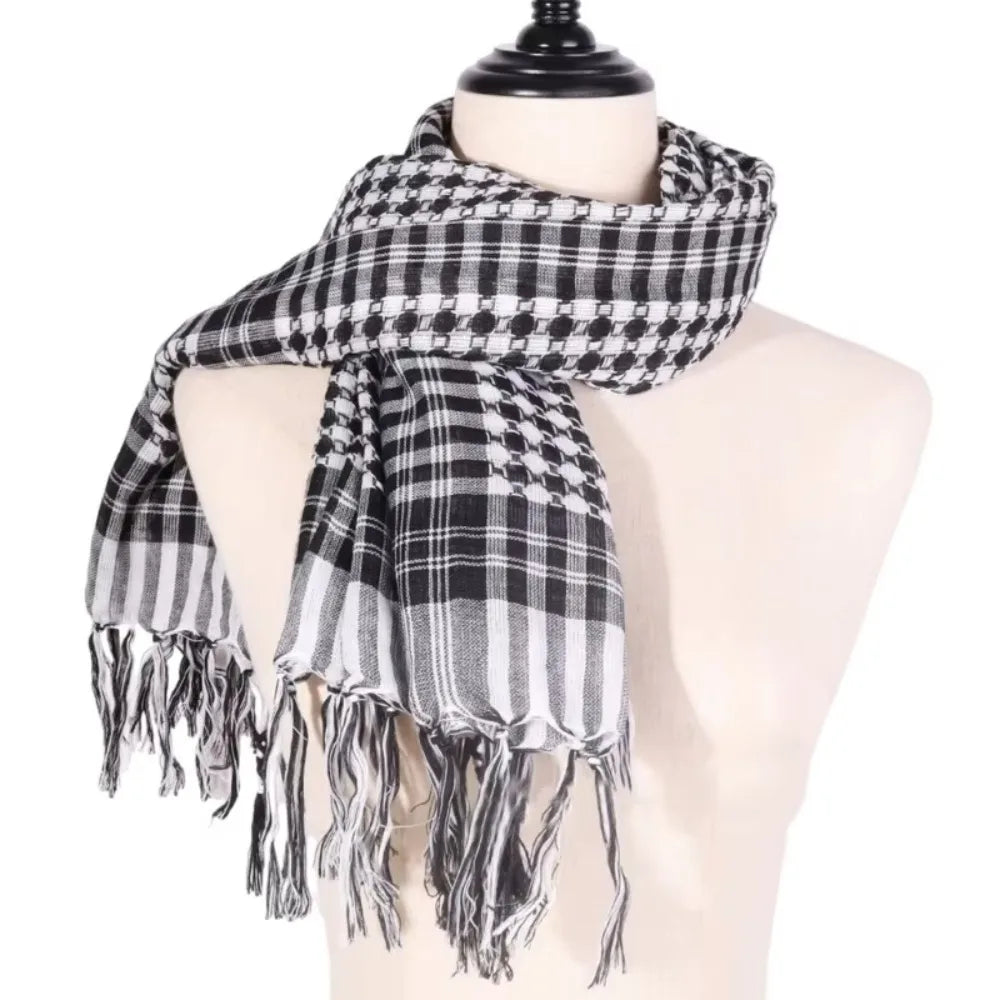 New Large Arab Shemagh Headscarf with Tassel Costume Head Neck Scarf Bandana Keffiyeh for Men Women