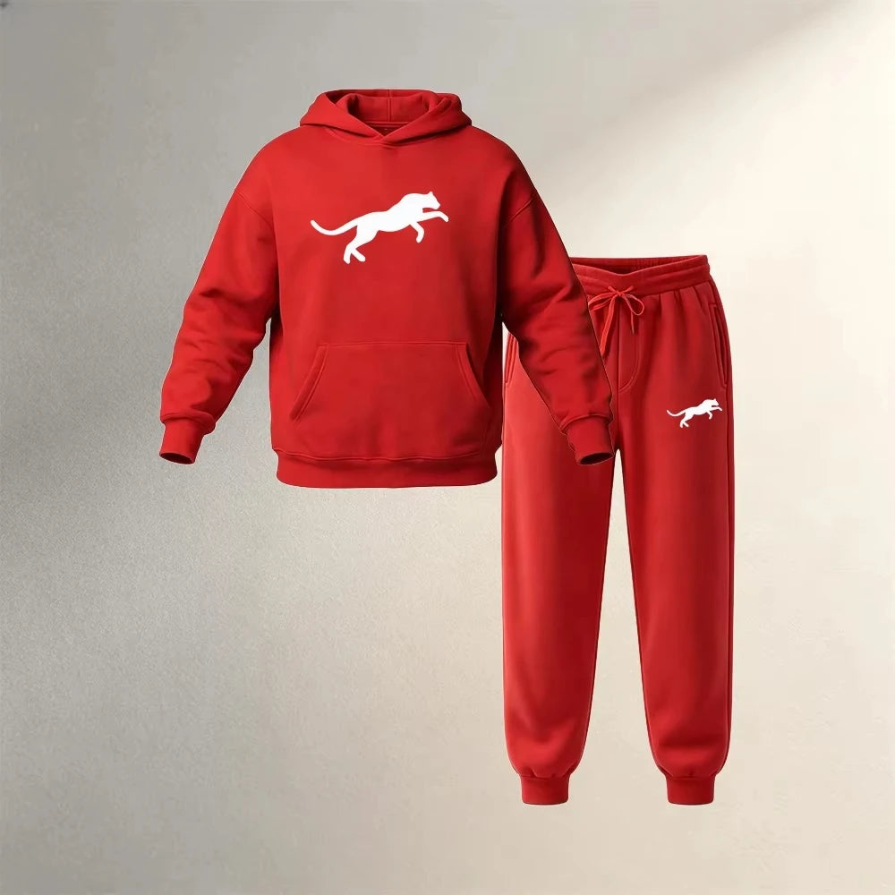 Men's Clothing Pullover Hoodies Sets 2Pcs Autumn Winter Sport Casual Fashion Men's Warm Sweatpants Suit Loose Street Male Outfit