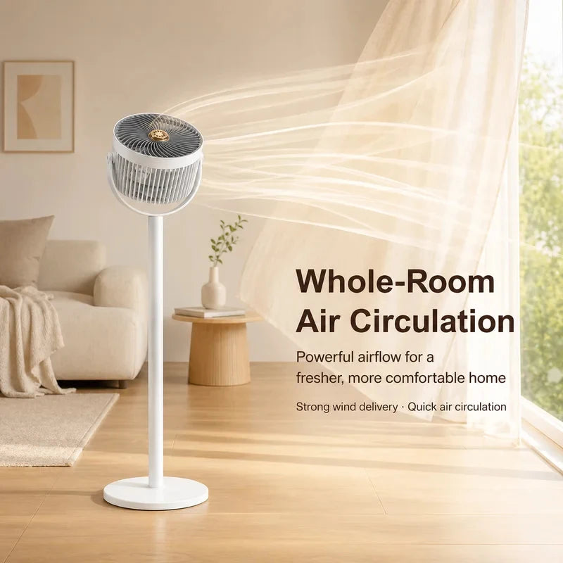 3-in-1 Modern Air Circulator Fan 5 Speeds 4 Heights Quiet Portable Pedestal Stand Fan USB-C for Home Bedroom Office RV Camping