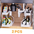 Space-Saving Organizer Shelf 2-Tier Pull-Out Storage Organizer Durable Large Capacity Drawer for Kitchen and Bathroom Essentials