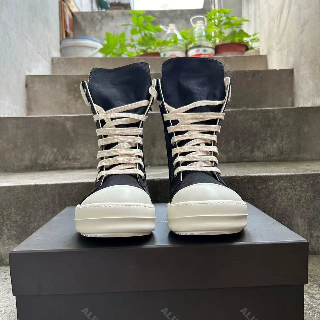 Casual High Top Women Sneaker Designer Men Shoe Black Fashion Satin Zip Shoe Classic Luxury Platform Trainer Flat Lace Up Shoe