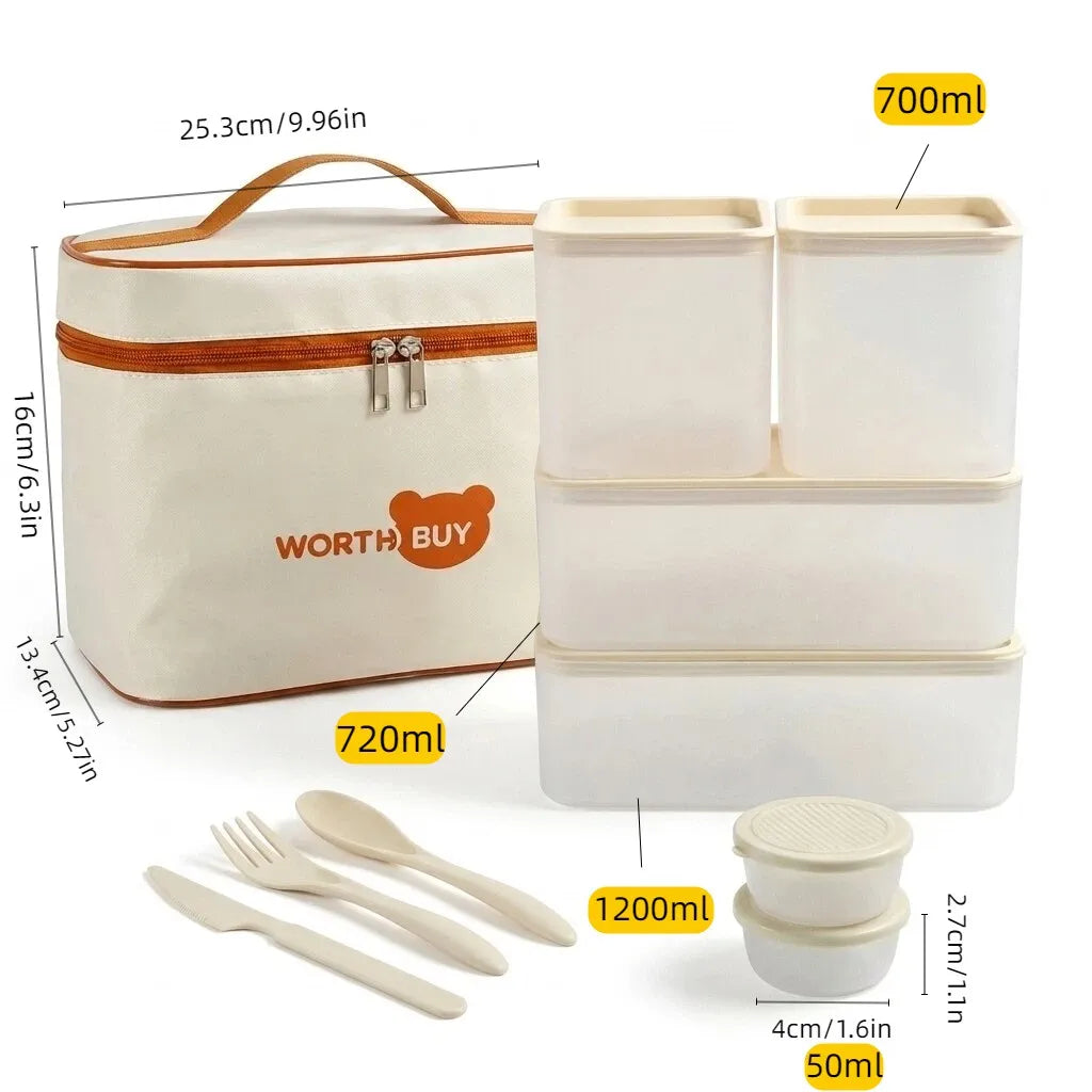 Stackable Plastic Lunch Box For Kids Students Portable Bento Box Microwave Safe Refrigerator Sealed Food Storage Container