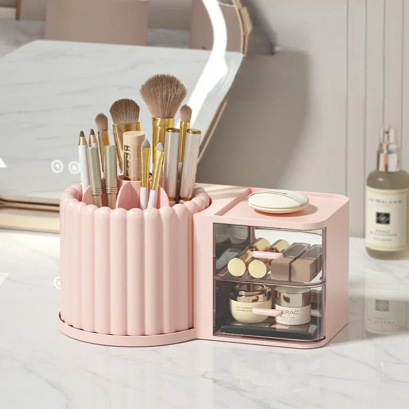 360 Rotating Makeup Desktop Cosmetic Storage Box Organizer Large Capacity for Bathroom Portable Lipstick Makeup Brush Pen Holder