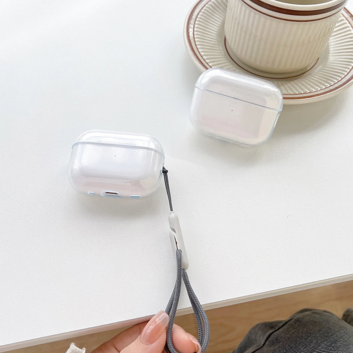 Clear Soft TPU Earphone Case with Lanyard Strap for Airpods Pro 2 3 2nd Generation Airpods Pro3 Gen Cover Accessories