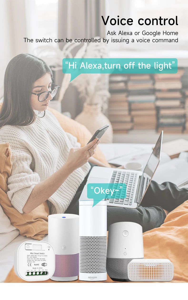 Outdoor Waterproof Smart Light Switch 1/2/3 Gang Tuya WiFi Self Powered No Battery Required with App & Voice Remote Control